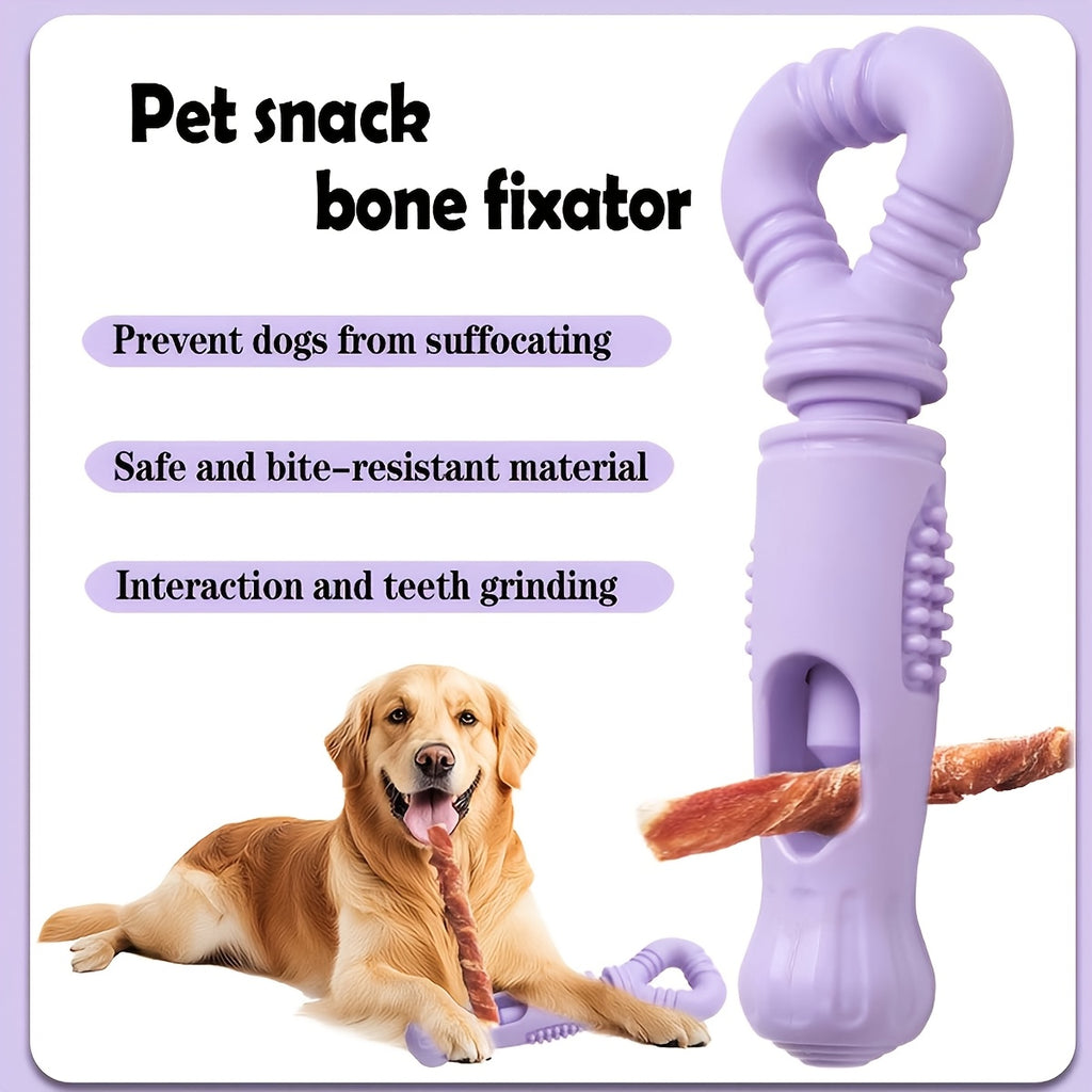 Bite-Resistant Nylon Dog Bully Stick Holder with Rotating Bone Dispenser - Dental & Chew Toys for Aggressive Chewers, Small/Purple for Puppies & Small Dogs (all Breeds)