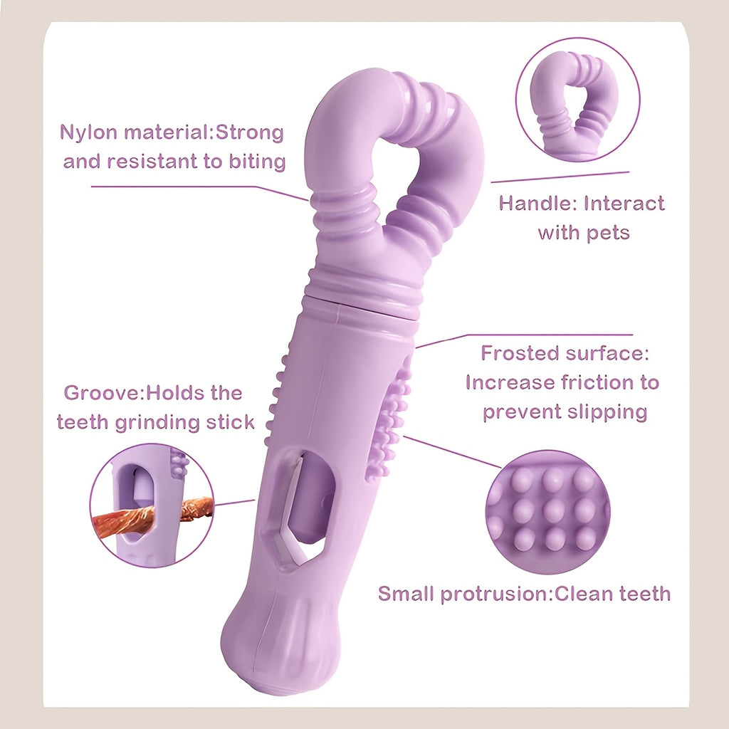 Bite-Resistant Nylon Dog Bully Stick Holder with Rotating Bone Dispenser - Dental & Chew Toys for Aggressive Chewers, Small/Purple for Puppies & Small Dogs (all Breeds)