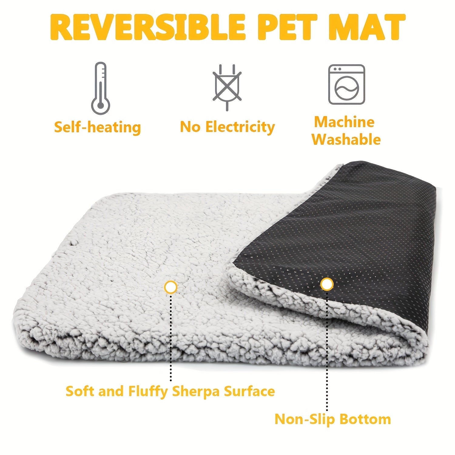 Bed Mat With Detachable Washable For Small Medium Dogs Indoor Warm Non-Slip Cat Mat