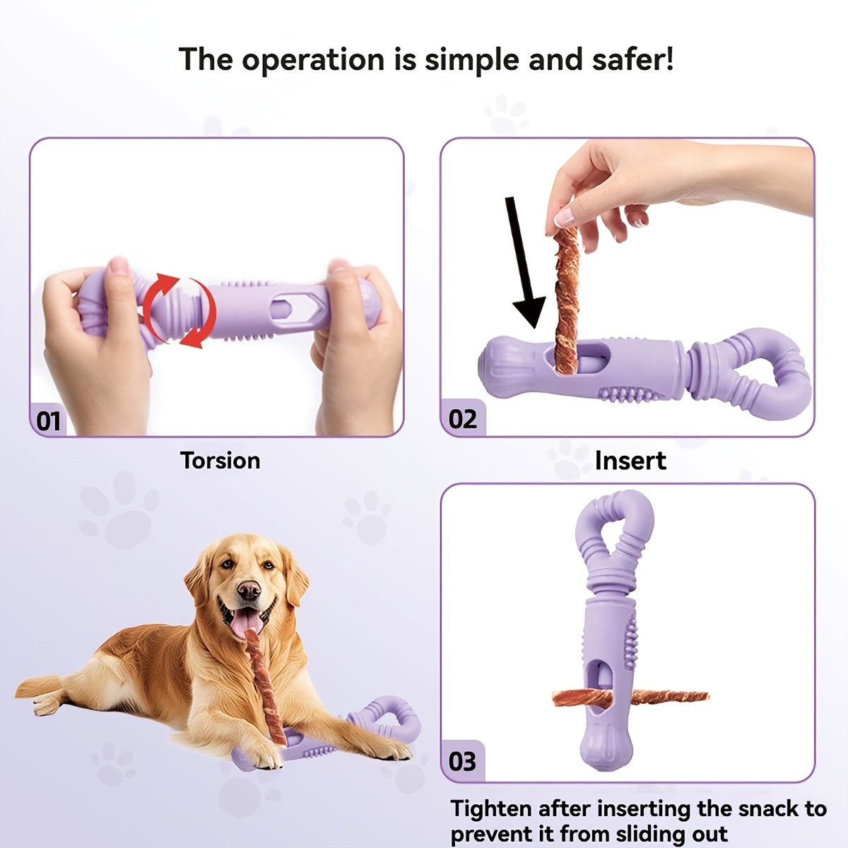 Bite-Resistant Nylon Dog Bully Stick Holder with Rotating Bone Dispenser - Dental & Chew Toys for Aggressive Chewers, Small/Purple for Puppies & Small Dogs (all Breeds)