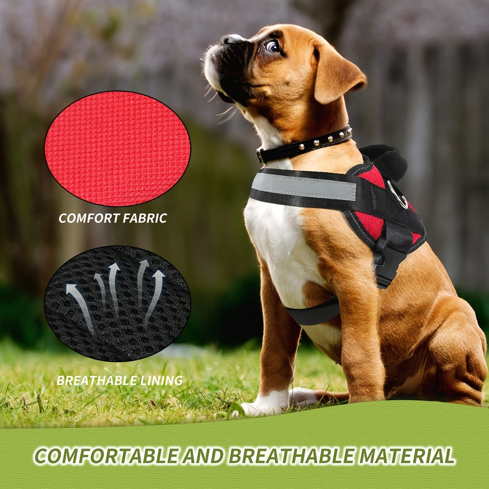 DAYSBreathable Reflective Dog Harness - Breathable And Adjustable PEt Vest For Outdoor Walking Travel Pet Harness With Control Handle