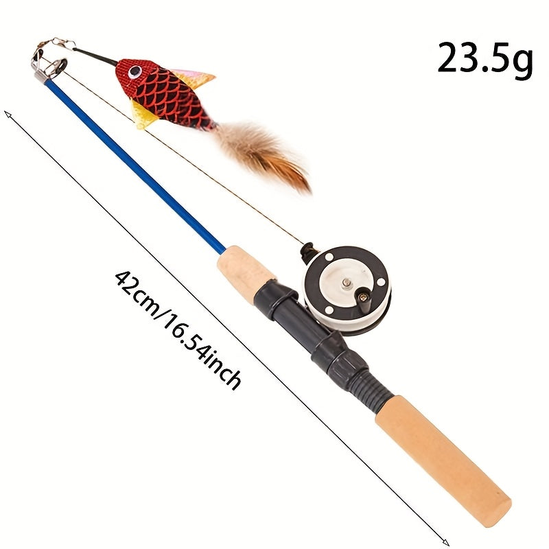 Shaped Fishing Rod, Sturdy Teasing Stick Interactive Toys, Realistic Freshwater Fish Cat Toy, Extended And Thickened Fishing Rod And Line, Suitable for Indoor Cats And Kittens to Chase And Practice Playing