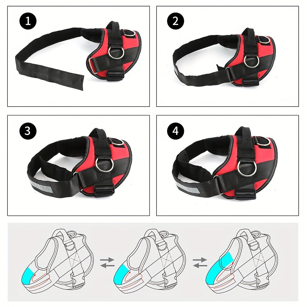 DAYSBreathable Reflective Dog Harness - Breathable And Adjustable PEt Vest For Outdoor Walking Travel Pet Harness With Control Handle