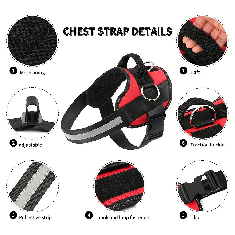 DAYSBreathable Reflective Dog Harness - Breathable And Adjustable PEt Vest For Outdoor Walking Travel Pet Harness With Control Handle