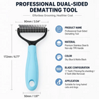 Pet Grooming Brush - Double Sided Shedding and Dematting Undercoat Rake Comb for Dogs and Cats, No More Nasty Shedding or Flying Hair