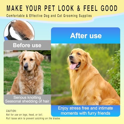 Pet Dematting Undercoat Rake - Double-Sided Deshedding Brush for Long-Haired Dogs & Cats