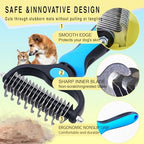 Pet Dematting Undercoat Rake - Double-Sided Deshedding Brush for Long-Haired Dogs & Cats