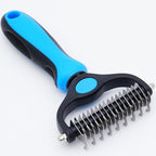 Pet Dematting Undercoat Rake - Double-Sided Deshedding Brush for Long-Haired Dogs & Cats