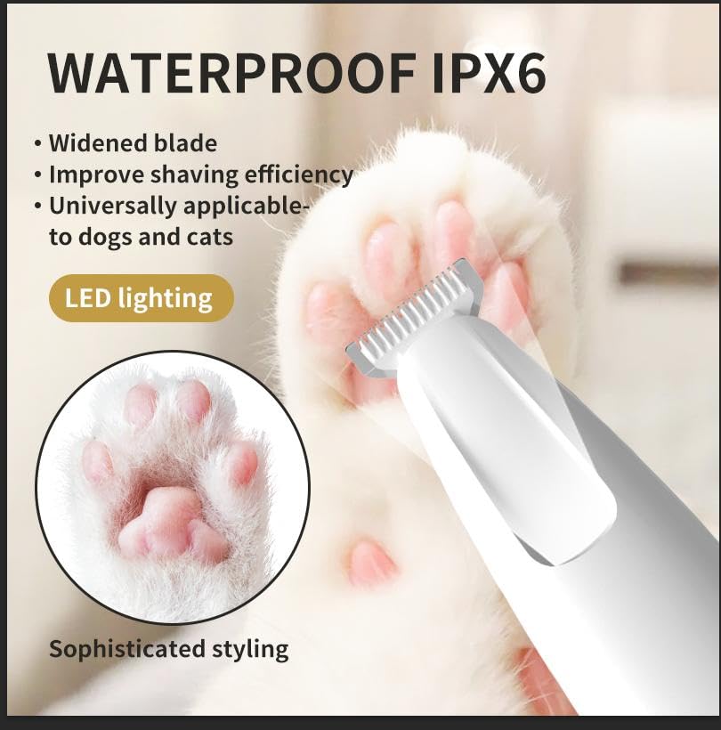 Rechargeable Pet Hair Trimmer Kit - Cordless Quiet Clippers for Small Medium Dogs & Cats