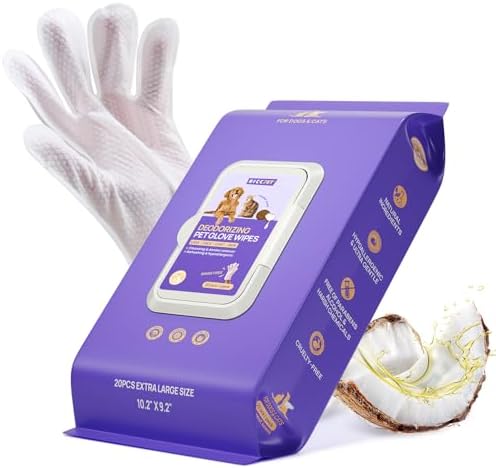 Pet Grooming Wipes 20 Pack - Natural Hypoallergenic with Coconut Oil & Aloe Vera
