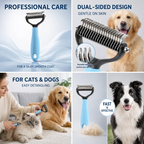 Pet Grooming Brush - Double Sided Shedding and Dematting Undercoat Rake Comb for Dogs and Cats, No More Nasty Shedding or Flying Hair